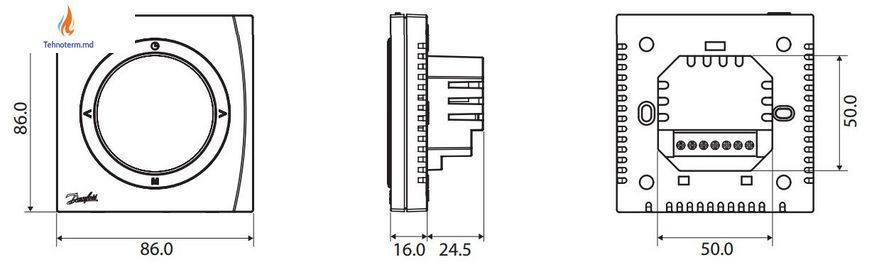 Danfoss BasicPlus2, WT-PTermostat cameră, 230.0 V, &Icirc;ncastrat &icirc;n perete 6271269 foto
