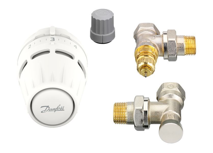 Комплект с датчиком Danfoss Regus&reg; , клапаном RA-FN и запорным кожухом RLV-S. Радиаторные клапаны с патрубком с уплотнительным кольцом. RA-FN, RLV-S, DN 15, Угловой 015G5301 фото
