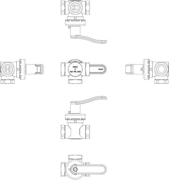 Vană rotativă de control cu 3 căi Danfoss,HRB 3,PN10 32/16,Rp1 1/4,DN 32  065Z0408 foto