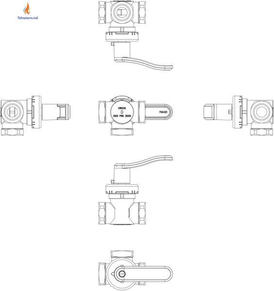 Vană rotativă de control cu 3 căi Danfoss,HRB 3,PN10 40/25, Rp1 1/2,DN 40  065Z0409 foto
